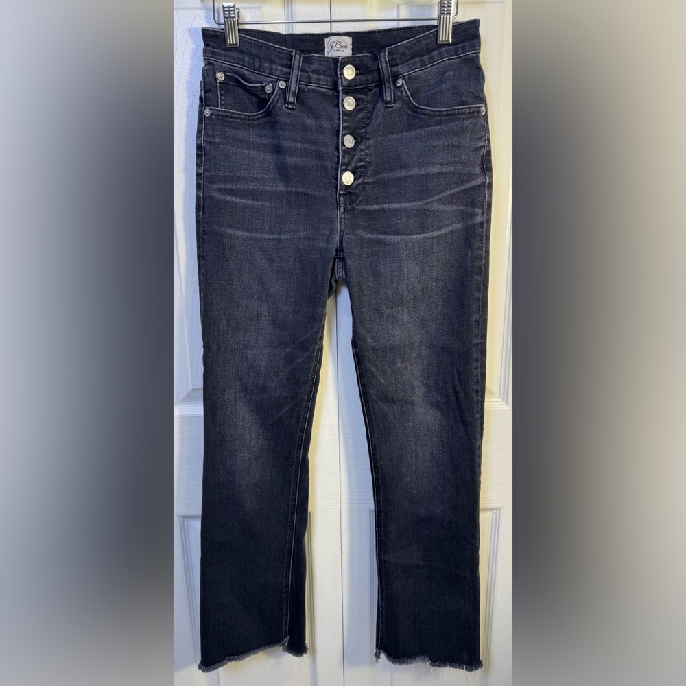 J.Crew women's Billie Demi-Boot Crop Jeans charcoal button fly. Size 27
